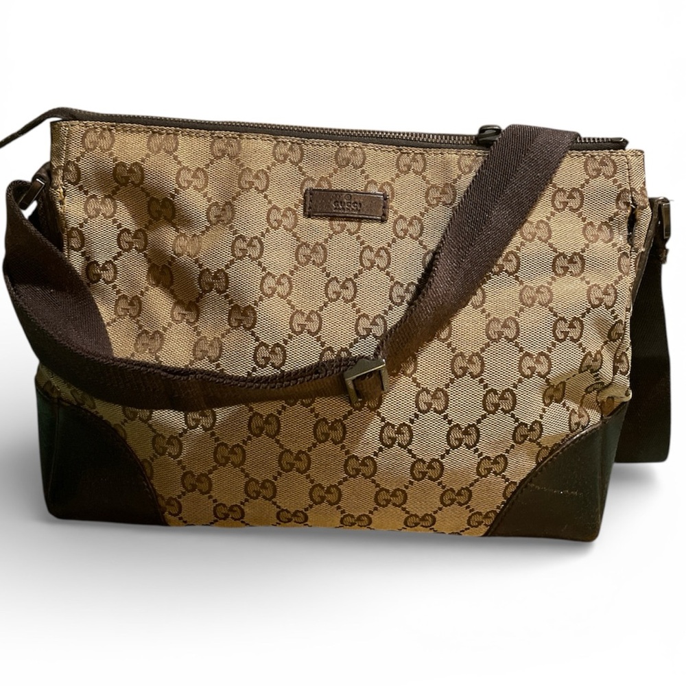 AUTHENTIC Gucci Brown Canvas Crossbody Bag - Picture 2 of 12